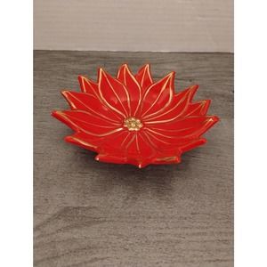 70s ATLANTIC MOLD Poinsettia Flower Trinket Dish